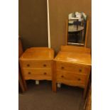 Oak dressing table and two drawer chest.