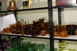 Collection of vintage Art Deco amber glass.