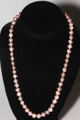 Lustre pearl bead necklace with 18 carat gold clasp, 50cm length.