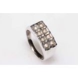 Gents eight stone diamond 9 carat white gold ring, size R.