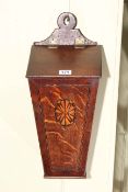 19th Century inlaid oak candle box.