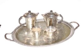 19th Century EPNS tray and an Art Deco four piece EPNS tea service.