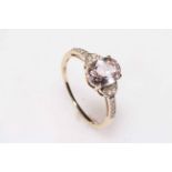 9k Kunzite and diamond ring, size S.