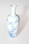 Chinese blue and white vase with birds in blossom tree and verse decoration, six character mark,