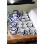 Collection of Spode Italian blue and white pottery including teapot, 28 pieces.