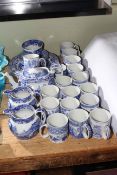 Collection of Spode Italian blue and white pottery including teapot, 28 pieces.