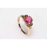 9k Pink Tourmaline and diamond ring, size P.