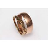 9 carat gold wedding band ring and another 9 carat gold ring (2).
