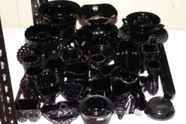 Collection of Victorian black Slag glass.