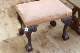 Chippendale style ball and claw leg stool, 46cm by 58cm by 42cm.