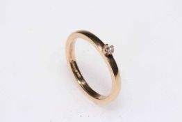 Tiny solitaire diamond 9 carat gold ring, size N.