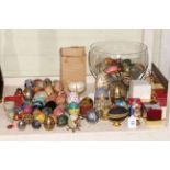 Collection of ornamental eggs including precious stones.