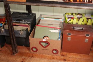 Three cases, box and bag of LP and 78 records.