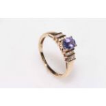 9k Tanzanite and diamond ring, size O.