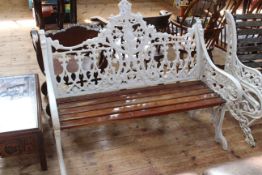 Coalbrookedale style cast and wood slat garden bench, 121cm.