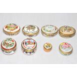 Collection of eight Halcyon Days enamel boxes.