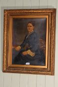 Victorian gilt framed portrait oil of a lady, 59cm by 43.5cm.