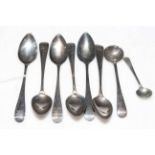 Set of six Dorothy Langlands, Newcastle silver teaspoons.