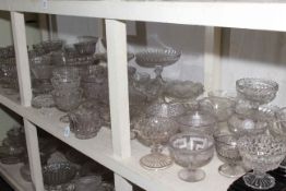 Collection of glass including bon bon dishes, comports and pedestal bowl.