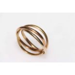 18 carat gold triple hoop ring, size N.