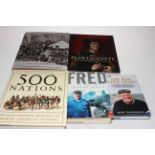 Two Fred Dibnah books and three others.
