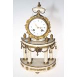 Gilt metal and white marble pillar clock.