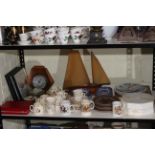 Collection of barometers, porcelain, cased cutlery, paintings, prints, fireguard, etc.