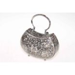 Mother of pearl inlaid dress handbag, 18cm across.
