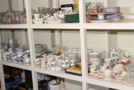 Collection of dinner wares including Royal Doulton Pillar Rose, clock, Crown Devon, glasswares, etc.