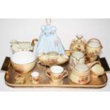 Coalport figurine 'Lily' and collection of Worcester Blush Ivory including vases, jugs,