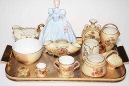 Coalport figurine 'Lily' and collection of Worcester Blush Ivory including vases, jugs,