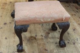 Chippendale style ball and claw leg stool, 46cm by 58cm by 42cm.