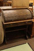 Early 20th Century oak roll top bureau, 100cm by 76cm by 57cm.