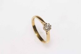 18 carat yellow gold solitaire diamond ring, approximately 0.25 carat, size N.