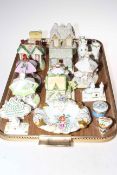 Collection of Coalport and Staffordshire Cottages, Continental dish, pill boxes, etc.