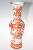 Large Chinese vase/lamp base decorated with flora, 46cm high.