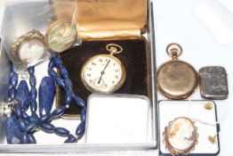 Small collection of jewellery and watches comprising 9 carat gold mounted cameo brooch, two cameos,