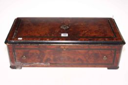 Victorian Muller Brothers mahogany inlaid music box, 18cm high.