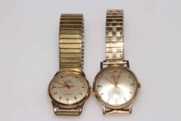 Rotary gents 9 carat gold wristwatch together with Elco 9 carat gold? wristwatch (2).