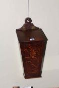 19th Century inlaid oak candle box.