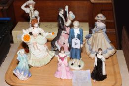 Seven Coalport lady figures including Lady Diana, Nell Gwynn, Spanish Serenade and Chloe,