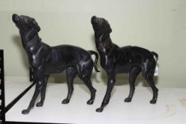 Pair of metal Greyhound Dogs, 39cm high.