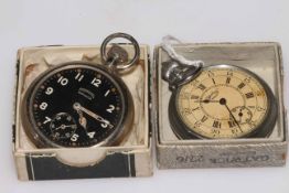 Ingersoll Defiance pocket watch and Services 'Scout' pocket watch (both with original boxes).