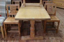 Robert Thompson of Kilburn 'Mouseman' oak refectory table and four lattice back chairs (table 73cm