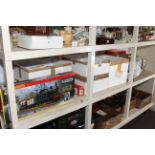 Collection of train carriages, accessories, models, magazines, track, Hornby,