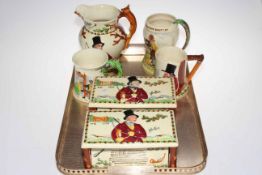 Six pieces of Crown Devon Fieldings musical china including three tankards,