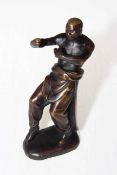 Shaolin Monk bronze boxer figure, 18cm high.