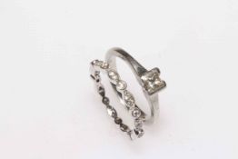 Diamond single stone platinum ring, size N, and diamond set eternity ring, size M (2).