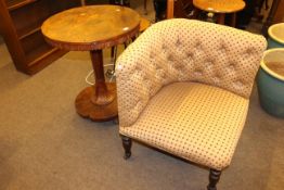 Occasional corner chair and Victorian circular mahogany occasional table (2).