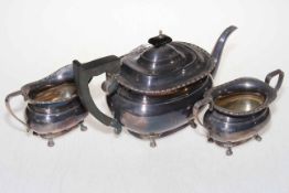 Three piece silver tea service, Sheffield 1966.